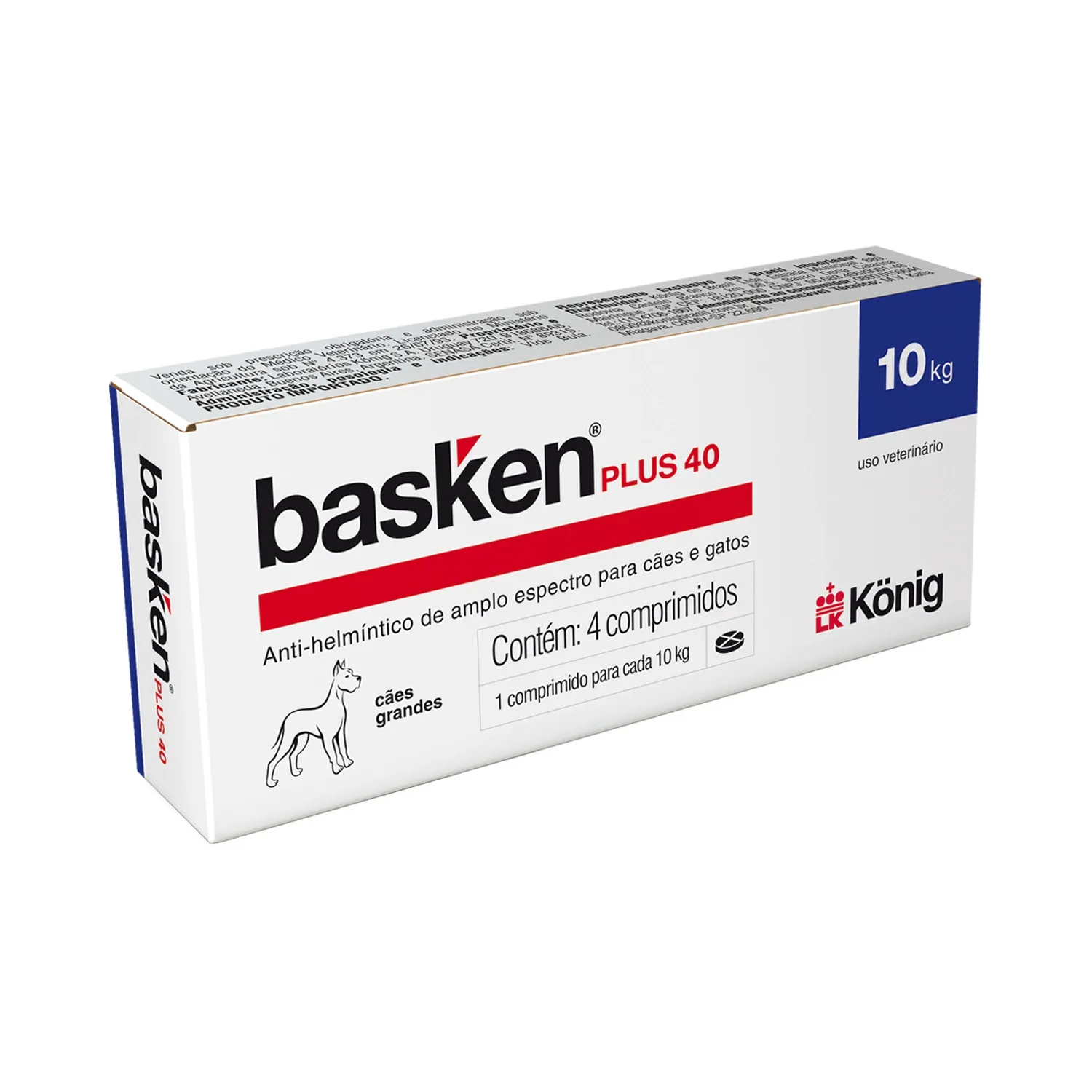 Vermifugo Basken Plus 40 Caes Racas Grandes